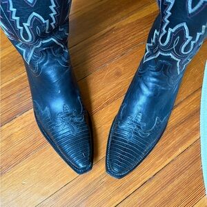Lucchese Black Heeled Boots Classic Leather Design